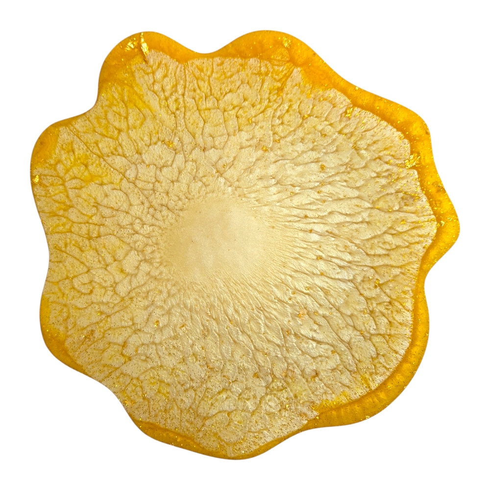 Handmade Resin Elegant Yellow and Gold Decor Plate